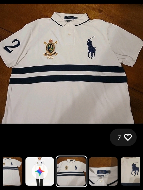 Ralph Lauren Other - Ralph Lauren White Polo Shirt with Navy Stripes & Pony Logo